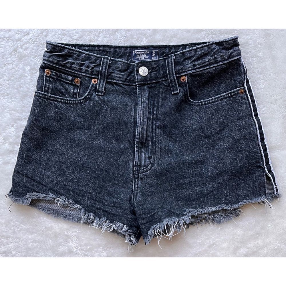 Abercrombie & Fitch Annie High Rise Shorts with Black & White Racer Stripes, 24 - Picture 5 of 16